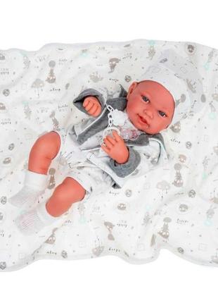 Лялька немовля pipа в сірому 42 см, juan antonio 5083
