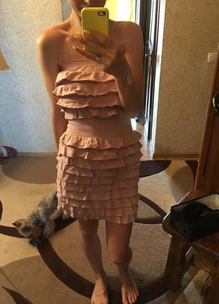 Ніжно розове плаття в складки1 фото