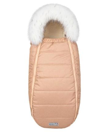 Конверт для новорожденных на овчине с опушкой доречі baby xs beige