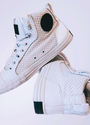 Оригинальные кожаные белые кеды хайтопы converse all star