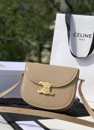 Сумка женская кожаная бежевая в стиле celine1 фото