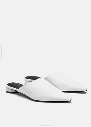 Новые кожаные мюли zara, шлёпанцы, р.39