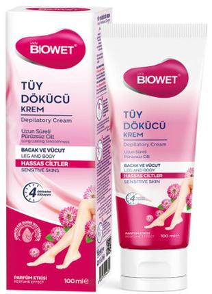 Крем для депіляції для чутливої шкіри biowet, 100 мл