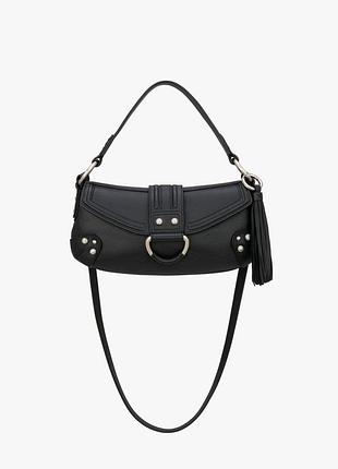 Чорна шкіряна сумка zara  6201/110
