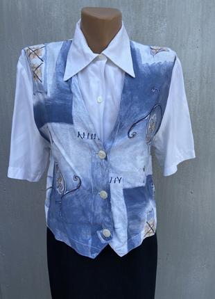 Вінтажна блуза з жилеткою1 фото