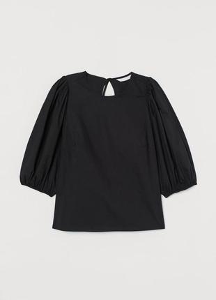 Бавовняна блуза з об'ємними рукавами