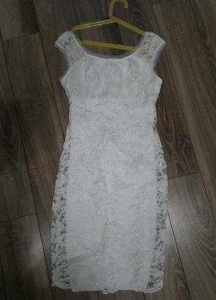 Платье белое розпись