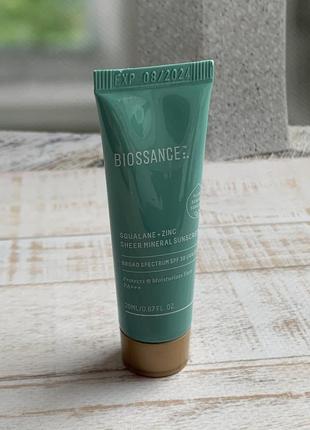 Biossance squalane + zinc sheer mineral sunscreen spf 30 pa +++ солнцезащитный крем для лица