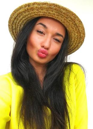 Солом'яний капелюшок/канотьє + набір з 5 стрічок в подарунок)