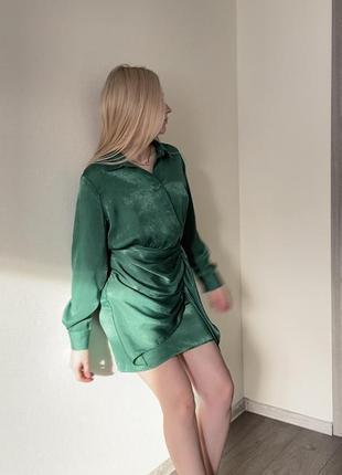 Сукня сатинова нова next ( l ) зелена1 фото