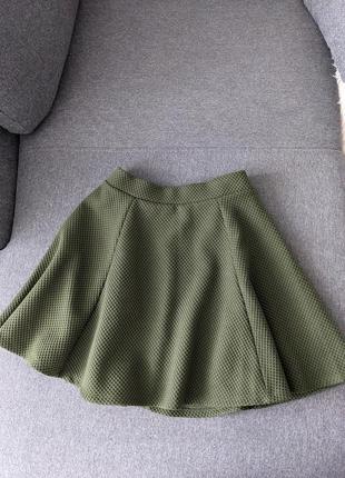 Оливковая юбка трапеция h&m, 36 (s)