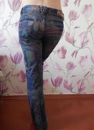 Супер джинсы разноцветные принт цветы абстракция2 фото