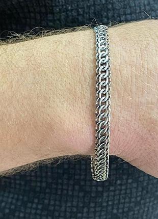 🇺🇦 мужской массивный браслет серебро 925° покрытие чернений плетения плоская венция