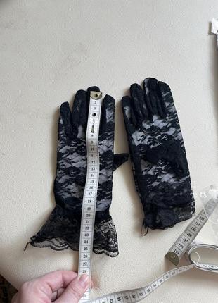 Черные тюлевые перчатки кружево4 фото
