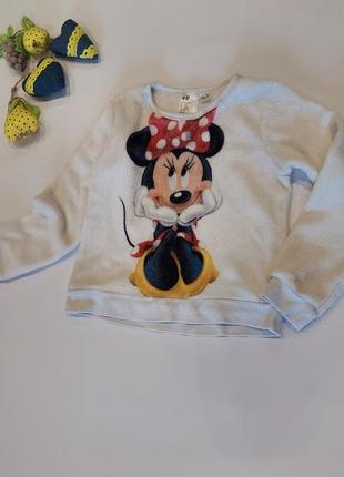 Флисовая кофта, свитшот на травке с минни disney от h&m 6-8 лет