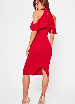 Красивое красное платье миди от missguided2 фото