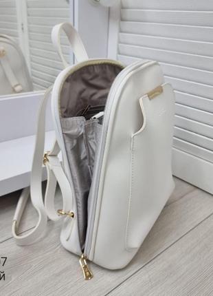 Рюкзак-сумка трансформер городской молодежный эко-кожа белый8 фото