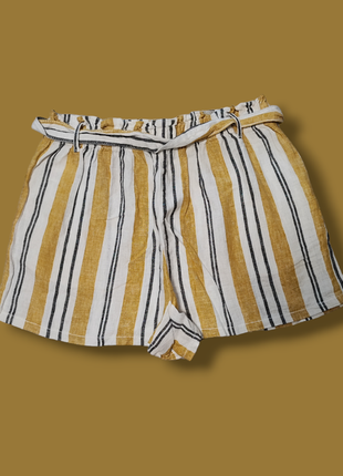 Женские льняные шорты в полоску5 фото