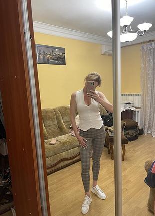 Zara топ + легінси брюки лосіни висока талія клітинка