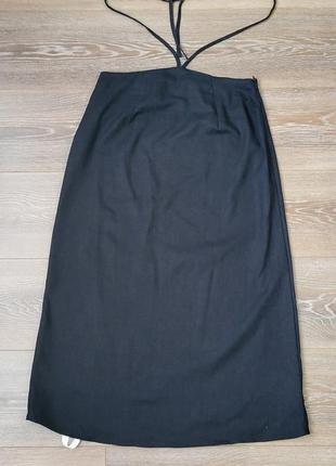 Женская черная юбка с завязками.4 фото