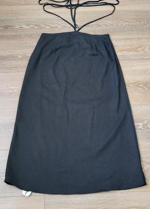 Женская черная юбка с завязками.2 фото