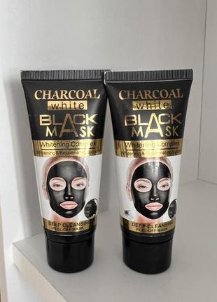 Чорна маска плівка для обличчя wokali charcoal black mask whitening complex 60 г1 фото