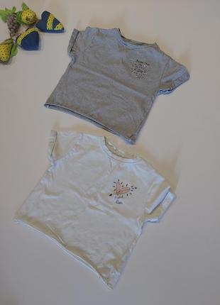 Комплект футболок от next белая и серая в полоску 4-5 лет