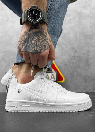 Мужские кроссовки тектильные nike air force 1 low white найк аэр форс белые