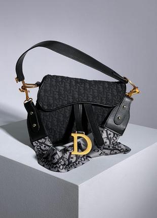 Сумка жіноча christian dior saddle textile black