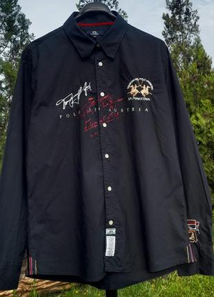 Черная рубашка с логотипами3 фото