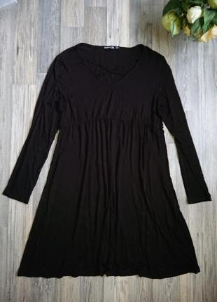 Черное женское платье свободного фасона большой размер батал 52 /543 фото