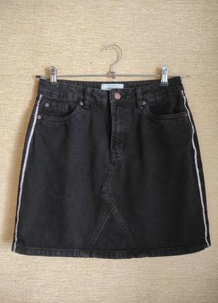 Черная короткая джинсовая юбка юбка мини1 фото