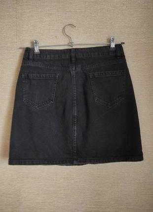 Черная короткая джинсовая юбка юбка мини4 фото