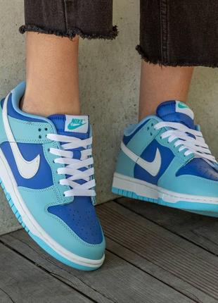 Мужские кожаные кроссовки nike sb dunk low blue  #найк