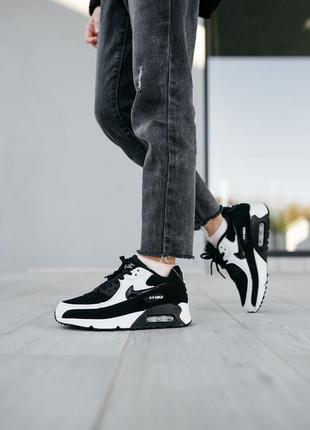 Дитячi кросiвки nike air max 90 black white чорні з білим8 фото