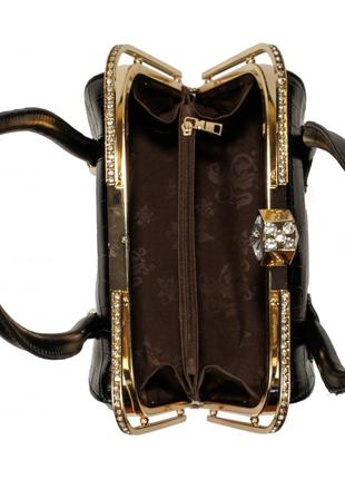 Сумка каркасная стильная кожзаменитель женская сумочка под змею с двумя ручками модная через плечо 119705 фото
