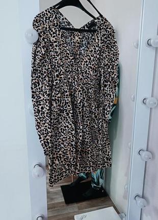 Хлопковое платье леопардовый принт4 фото