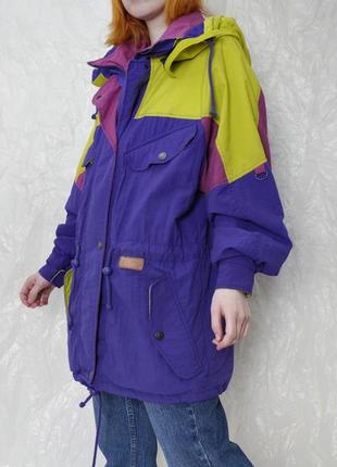 Куртка винтажная цветная яркая восьмидесятые водонепроницаемая пальто ветровка плащ тренч бомбер дождевик в стиле north face mammut