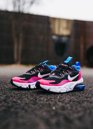 Детские кроссовки nike air max 270 react розовые с чёрным и синим2 фото