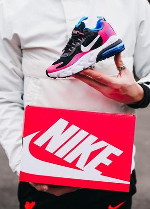 Детские кроссовки nike air max 270 react розовые с чёрным и синим8 фото