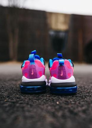 Детские кроссовки nike air max 270 react розовые с чёрным и синим5 фото