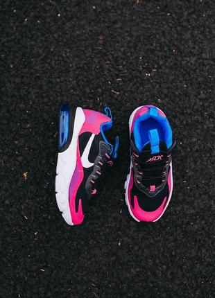 Детские кроссовки nike air max 270 react розовые с чёрным и синим4 фото