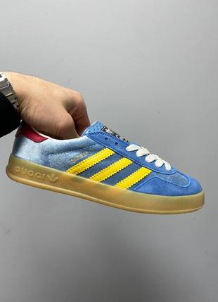 Кроссовки в стиле adidas x gucci gazelle blue женские