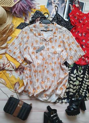 Натуральная коттоновая хлопковая летняя рубашка с апельсинами3 фото