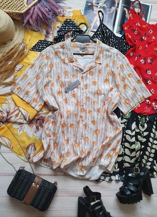 Натуральная коттоновая хлопковая летняя рубашка с апельсинами6 фото