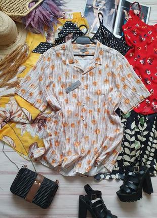Натуральная коттоновая хлопковая летняя рубашка с апельсинами1 фото