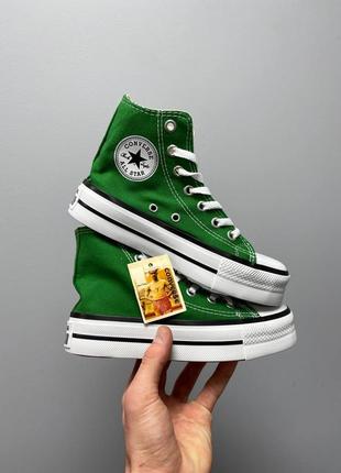 👽 converse chuck taylor all star platform green новинка жіночі високі зелені трендові кеди конверс на масивній підошві весна літо зеленые кеды3 фото