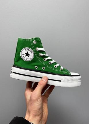 👽 converse chuck taylor all star platform green новинка жіночі високі зелені трендові кеди конверс на масивній підошві весна літо зеленые кеды2 фото