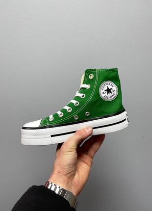 👽 converse chuck taylor all star platform green новинка жіночі високі зелені трендові кеді конверс весна літо зелені яскраві кеди на високій підошві7 фото