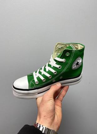 👽 converse chuck taylor all star platform green новинка жіночі високі зелені трендові кеді конверс весна літо зелені яскраві кеди на високій підошві6 фото